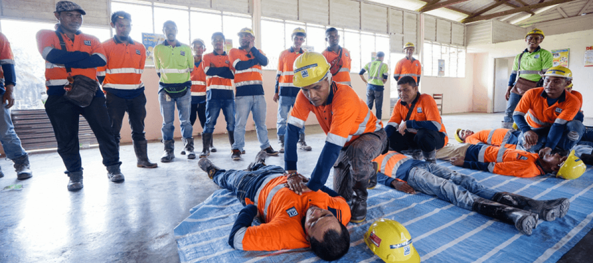 First aid and CPR training for construction workers on site in Kuala Lumpur Malaysia