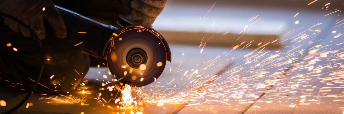Cutting metal with angle grinder